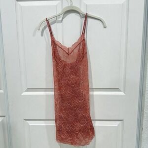 Womens Victoria's Secret Orange Brown Lace Open-Back Slip, One Piece, SIZE Large